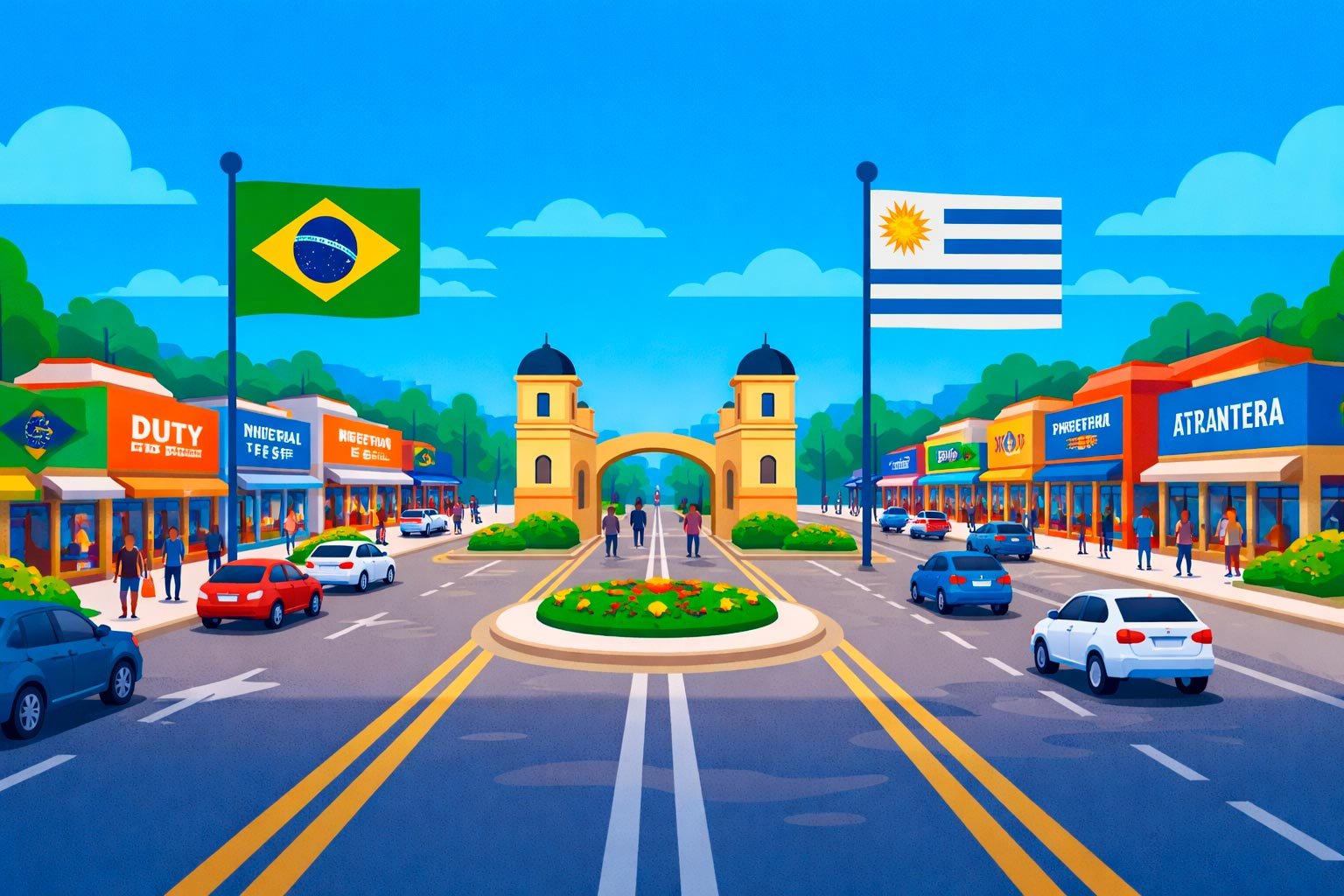 Chuy, Uruguai: fronteira com o Brasil, free shops e área comercial na Avenida Internacional