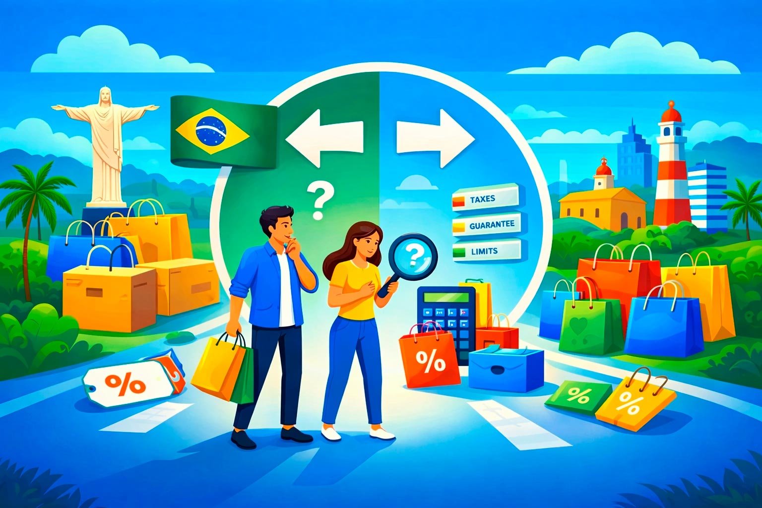 Comparativo de compras no Brasil e no exterior